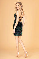 Ruched Bodice Velvet Bodycon Short Dress Leg Slit GLGS3087-HOMECOMING-smcfashion.com