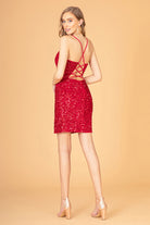 Ruched Bodice Velvet Bodycon Short Dress Leg Slit GLGS3087-HOMECOMING-smcfashion.com