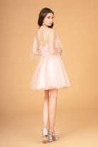 3D Flower Applique Mesh Short Dress Short Mesh Cape GLGS3089-HOMECOMING-smcfashion.com