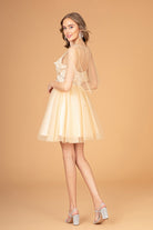 3D Flower Applique Mesh Short Dress Short Mesh Cape GLGS3089-HOMECOMING-smcfashion.com