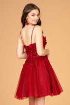 Mesh Babydoll Short Dress with 3D Appliques and Corset Back GLGS3090-HOMECOMING-smcfashion.com