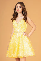 Mock Two-Piece Babydoll Short Dress 3D Flower Appliques GLGS3091-HOMECOMING-smcfashion.com