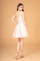 3D Flower Jewel Mesh Short Babydoll Dress Corset Back GLGS3094-HOMECOMING-smcfashion.com