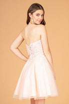 3D Flower Jewel Mesh Short Babydoll Dress Corset Back GLGS3094-HOMECOMING-smcfashion.com