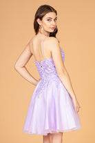 3D Flower Jewel Mesh Short Babydoll Dress Corset Back GLGS3094-HOMECOMING-smcfashion.com