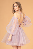 Sheer Bodice Glitter Short Dress Detachable Mesh Long Sleeves GLGS3095-HOMECOMING-smcfashion.com
