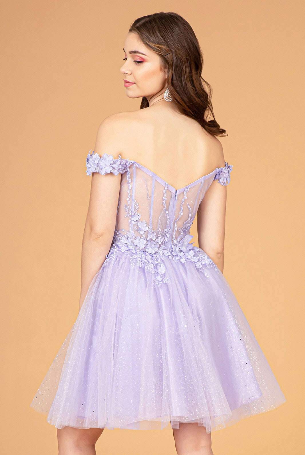 Illusion Sweetheart Mesh Babydoll Short Dress Sheer Bodice GLGS3096-Homecoming Dress-smcfashion.com