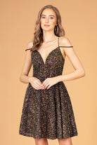 Cut-Away Shoulder Sequin Short Babydoll Dress Open Back GLGS3097-HOMECOMING-smcfashion.com
