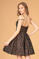 Cut-Away Shoulder Sequin Short Babydoll Dress Open Back GLGS3097-HOMECOMING-smcfashion.com
