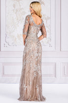 Embroidered Lace Trumpet Sheer 3/4 Sleeves Long Mother Of The Bride Dress AC7045 Sale-Mother of the Bride Dress-smcfashion.com