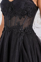 Strapless Embroidered Bodice Side SlitTulle Skirt Long Prom Dress AC7042-Prom Dress-smcfashion.com