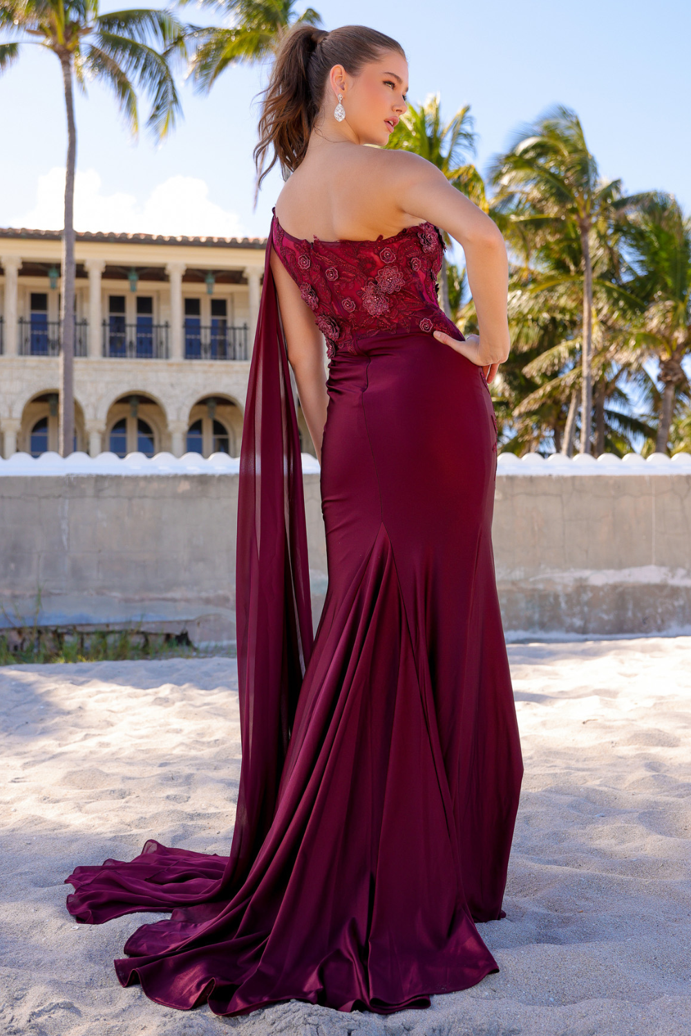 Strap One Shoulder 3D Floral Applique Mermaid Long Evening & Prom Dres smcfashion.com Strap One Shoulder 3D Floral Applique Mermaid Long Evening & Prom Dres smcfashion.com