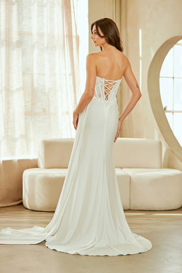elegant lace wedding dresses Elegant Lace Embellished Long Bridal Wedding Gown... – smcfashion.com