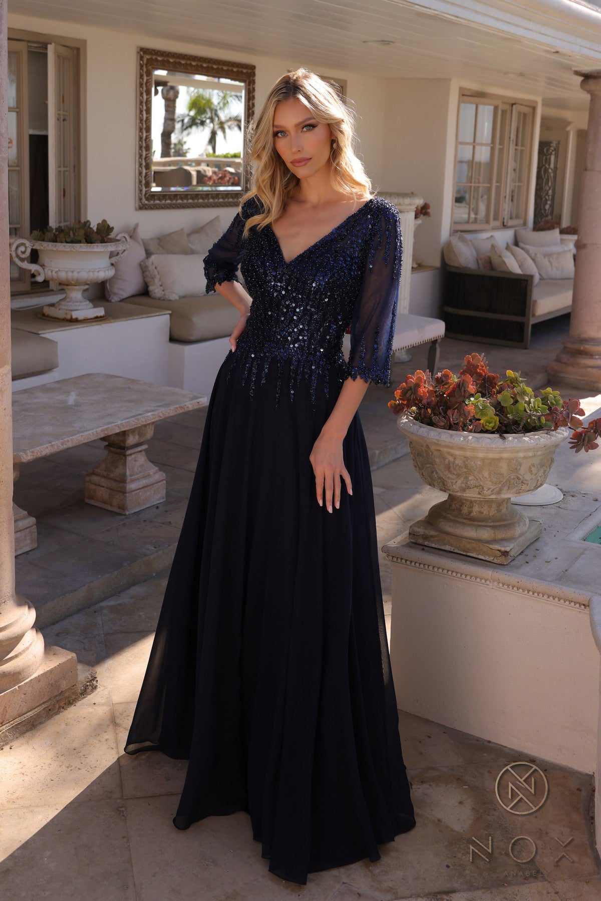 a-line v-neck floor-length chiffon evening dress with sequins A-line V-Neck Floor-Length Chiffon Mother of the Bride Dress With Sequins Appliques Lace Pleated