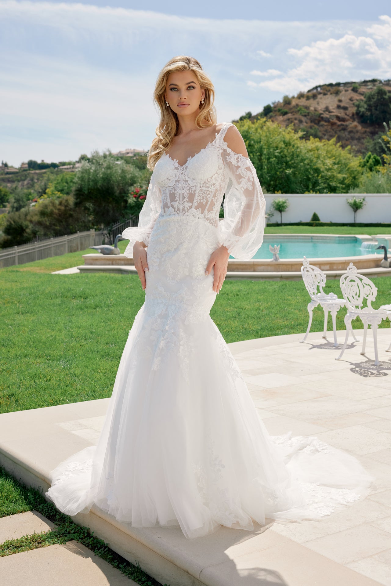 Timeless Detailed Floral Embroidery Tulle Wedding Gown for Elegant Wed smcfashion.com Timeless Detailed Floral Embroidery Tulle Wedding Gown for Elegant Wed smcfashion.com
