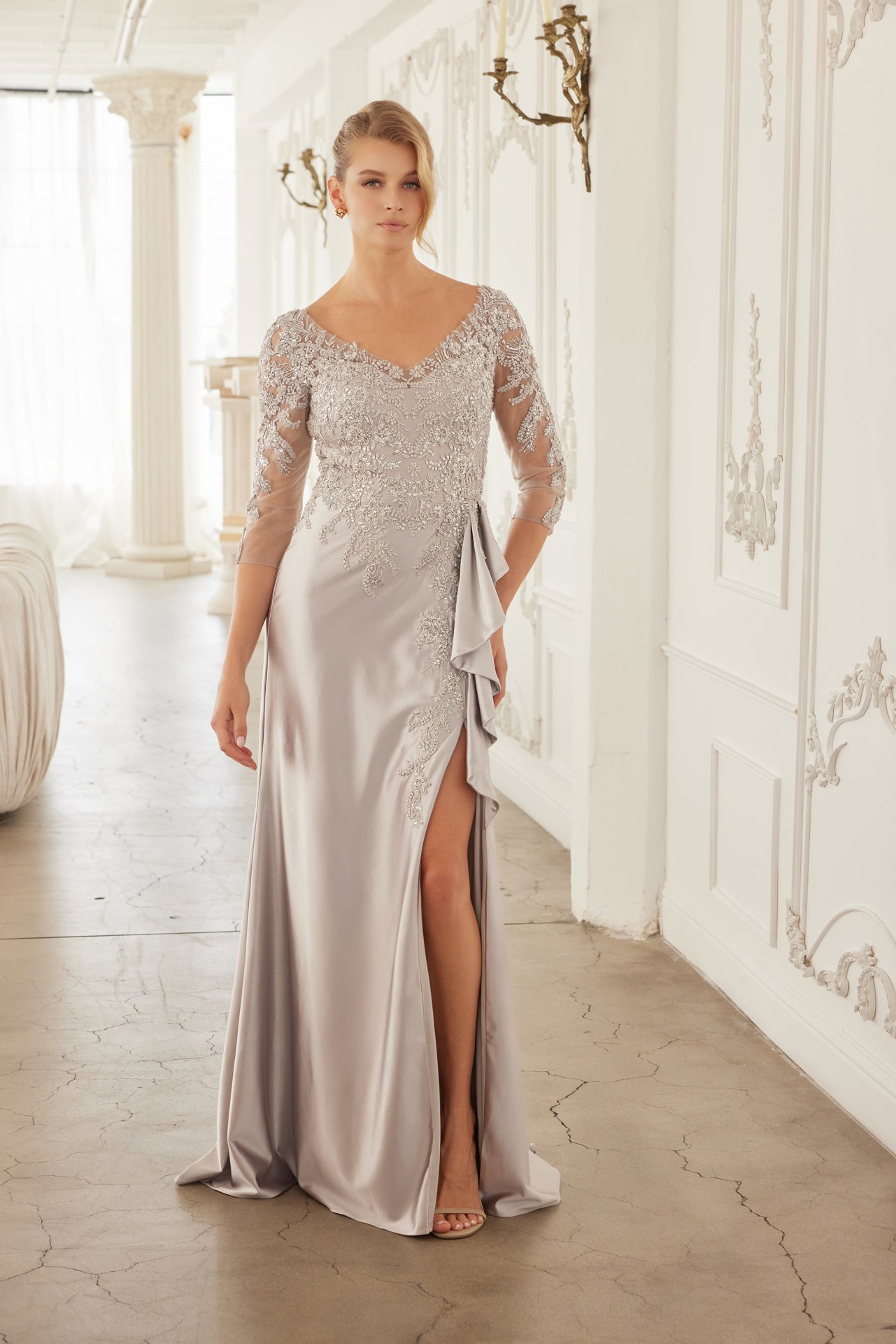 Elegant and Timeless Floral Embroidery Evening Gown for Mother of the smcfashion.com Elegant and Timeless Floral Embroidery Evening Gown for Mother of the smcfashion.com