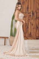 Satin Embroidered Details Sweetheart High Slit Long Evening Dress NXE1239-Evening Dress-smcfashion.com