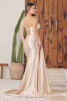 Satin Embroidered Details Sweetheart High Slit Long Evening Dress NXE1239-Evening Dress-smcfashion.com