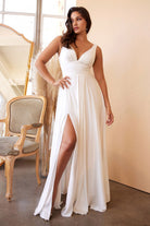 Classic Soft a-line dress Off-White Satin Bride Dress Fitted Bodice Wedding Ceremony Gown CD7469W Sale-Wedding Dresses-smcfashion.com