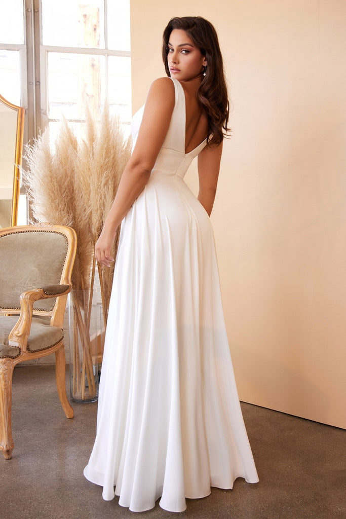 Classic Soft a-line dress Off-White Satin Bride Dress Fitted Bodice Wedding Ceremony Gown CD7469W Sale