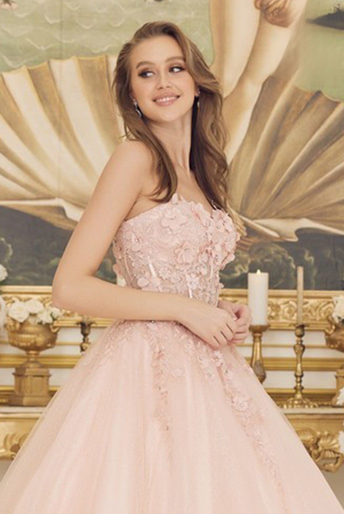 3D Floral Strapless Sweetheart Bodice Long Quinceanera Dress NXCU1192-Quiinceanera Dress-smcfashion.com