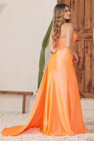 Stunning Strapless Satin Cowl Neck Side Slit Long Evening Dress NXE1237-Evening Dress-smcfashion.com