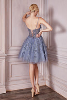 Sleeveless A-line Embroidered Fitted Appliqué Bodice Short Homecoming Dress CD9243 Sale-Homecoming Dress-smcfashion.com