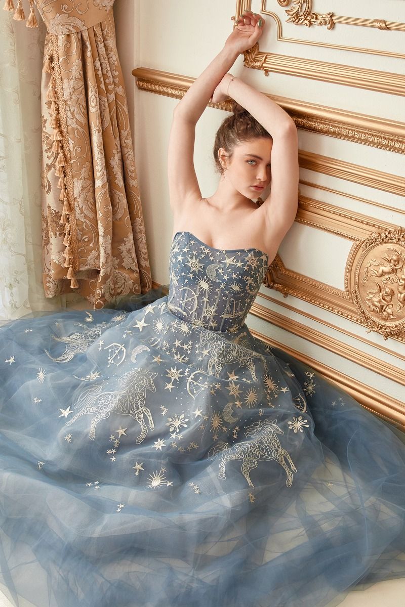 Constellation Selene Tulle Straight Across Mid Open Back... –