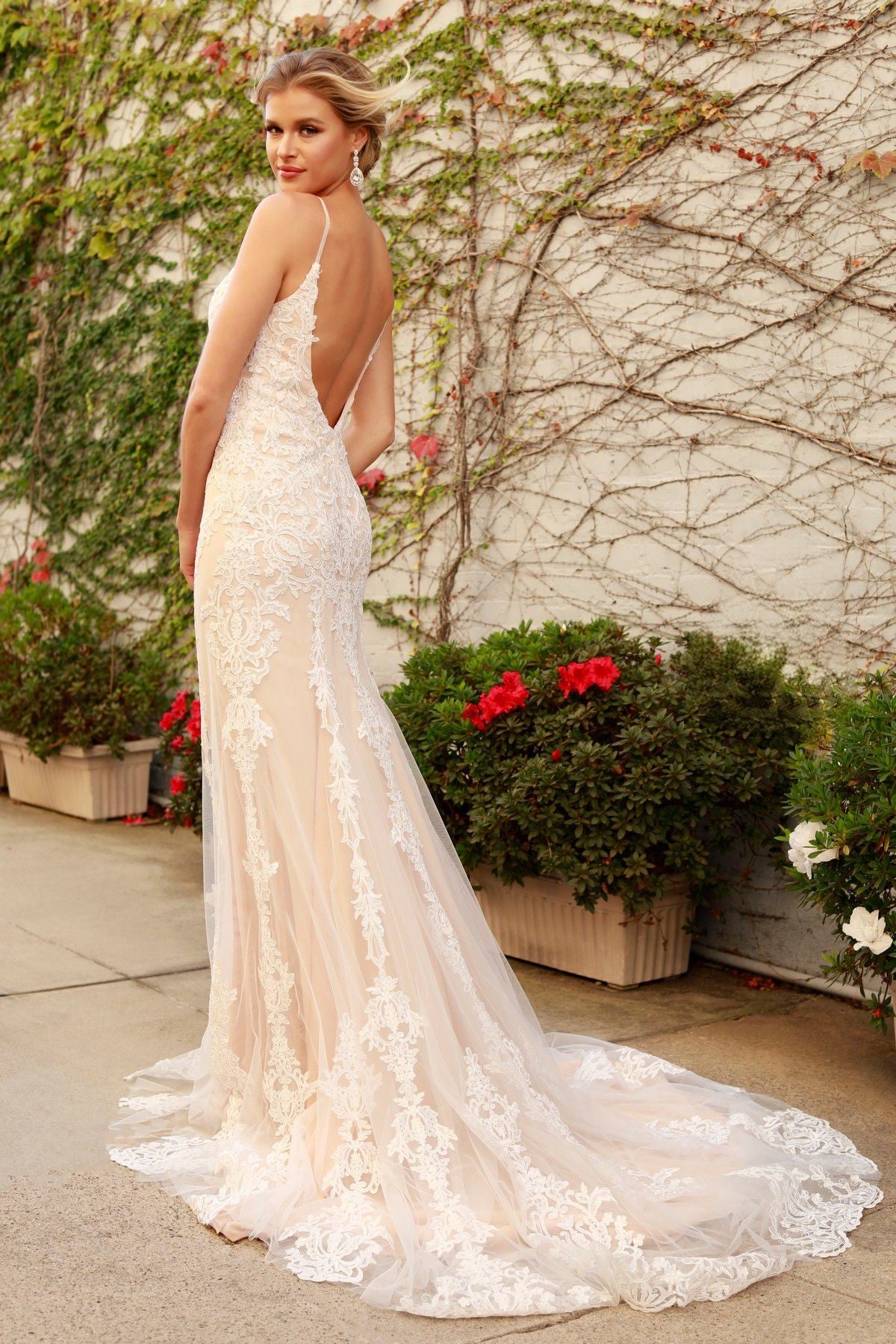 Embellished Back Wedding Dress