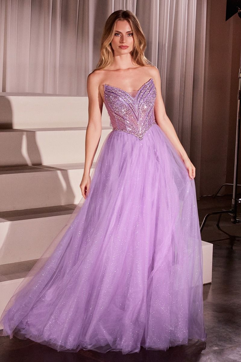 STRAPLESS BEADED TULLE BALL GOWN CDCC415 – smcfashion.com