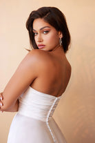 Satin Strapless Bridal Gown Fitted Sweetheart Neckline Corset Modern Wedding Look A-line Skirt with High Leg Slit CDCD0166W