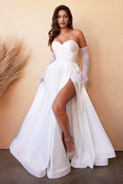 Satin Strapless Bridal Gown Fitted Sweetheart Neckline Corset Modern Wedding Look A-line Skirt with High Leg Slit CDCD0166W Sale-Wedding Dresses-smcfashion.com