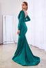 Fitted Stretch Jersey Ball Gown Wrapped Bodice with Deep V- Neckline Classic Sophisticated Silhouette Modest Long Sleeves CDCD0168 Sale