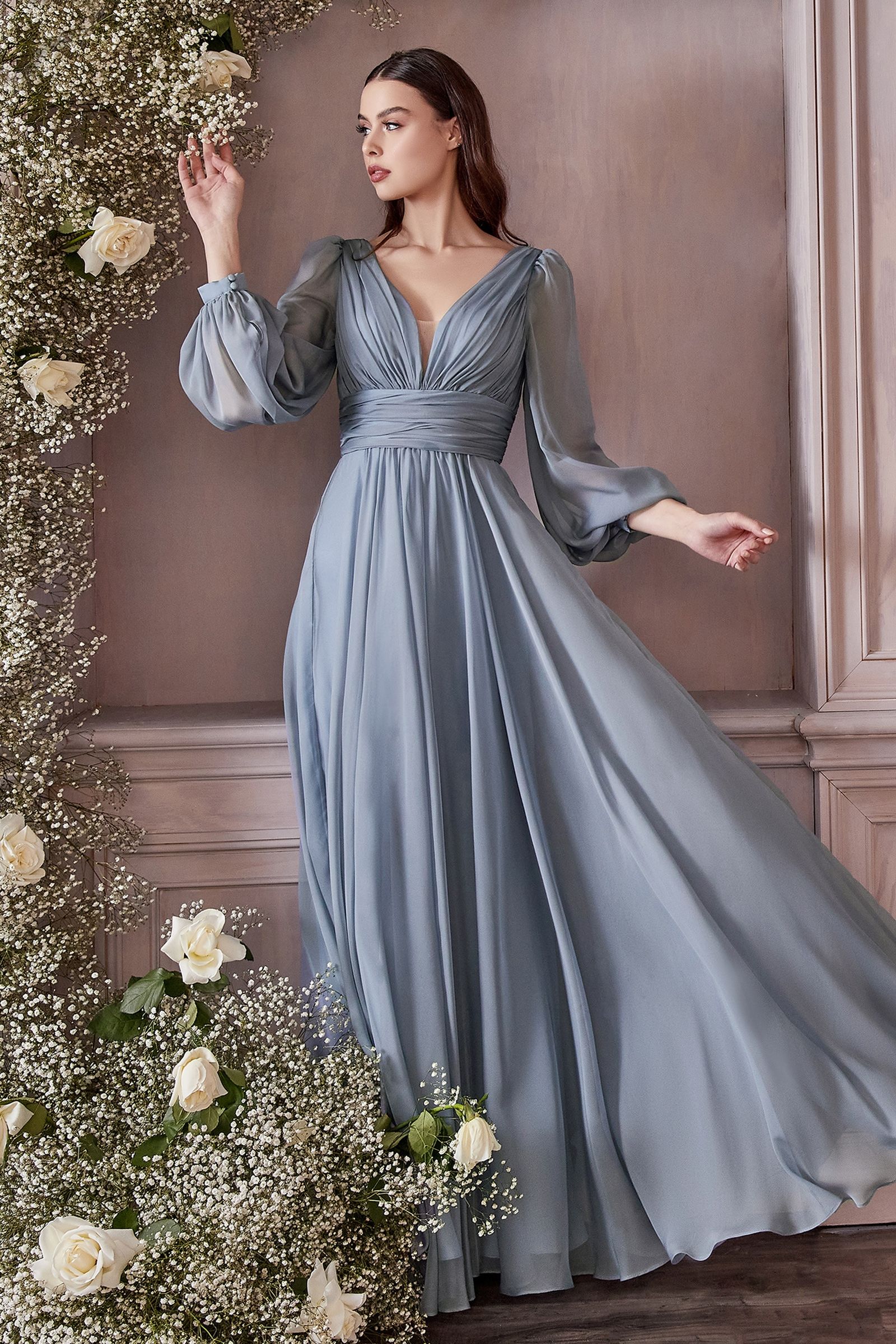 Chiffon Long Sleeve Dress CDCD0192