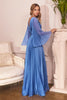 Pleated Chiffon Prom & Ball Gown Deep v-neckline Bodice with Open Back and Covered Shoulders Fairy Mother of the Bride Dress CDCD242 Sale