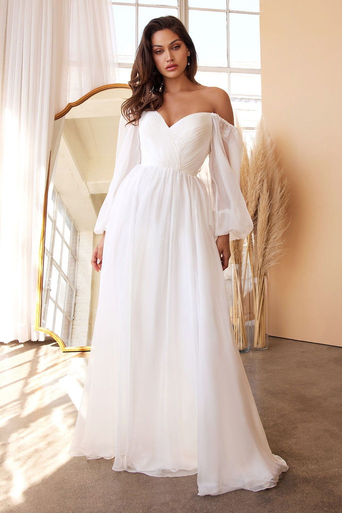 Cute Classic Long Sleeves Bodice A-line Chiffon Gown Luxury Royal Wedding & Bridal Dress CDCD243W Sale