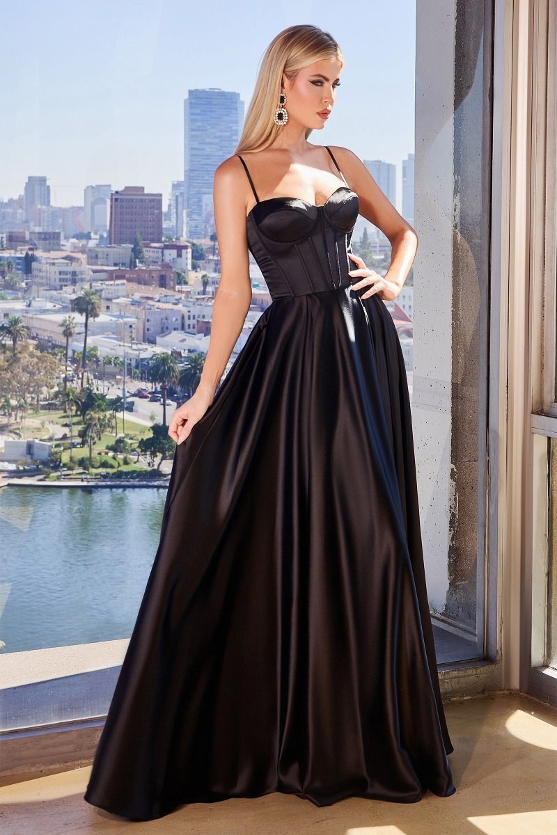 Chic Polished A-Line Satin Bustier Gown for Gala