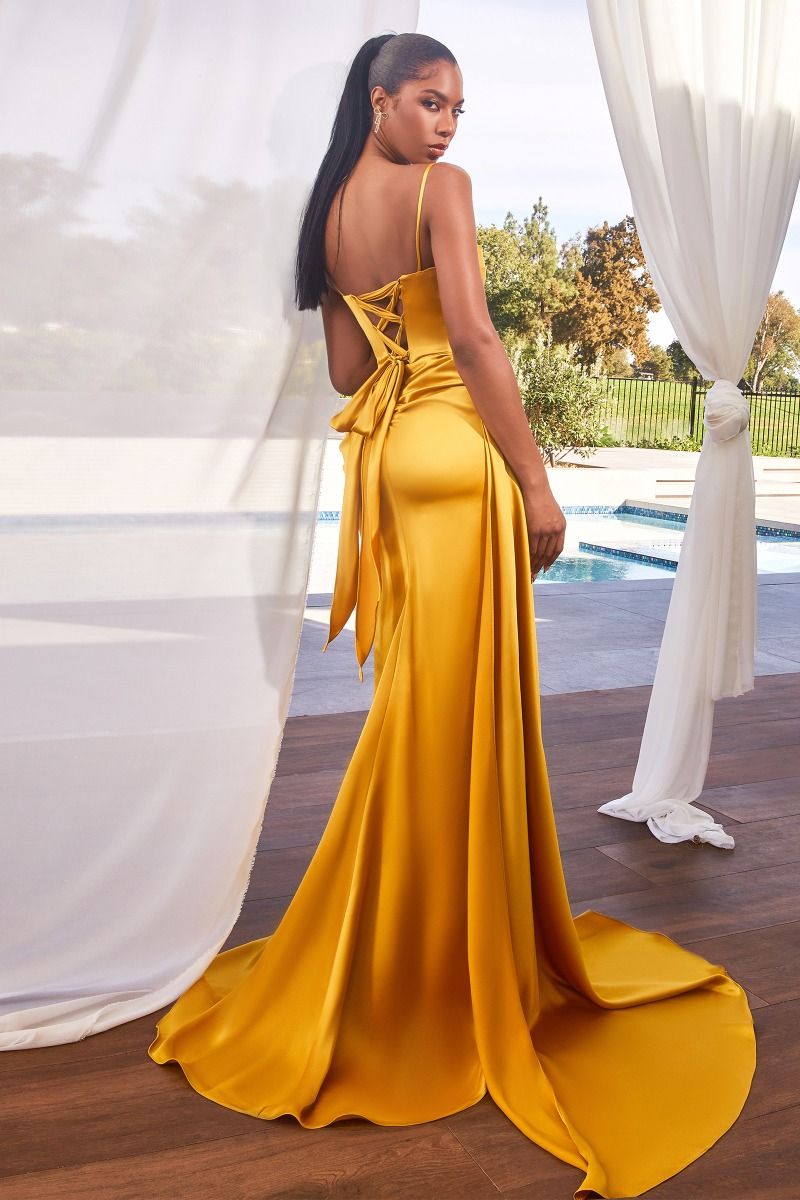 Purple, Gold & Ice Blue Satin Gown with Appliqué... –