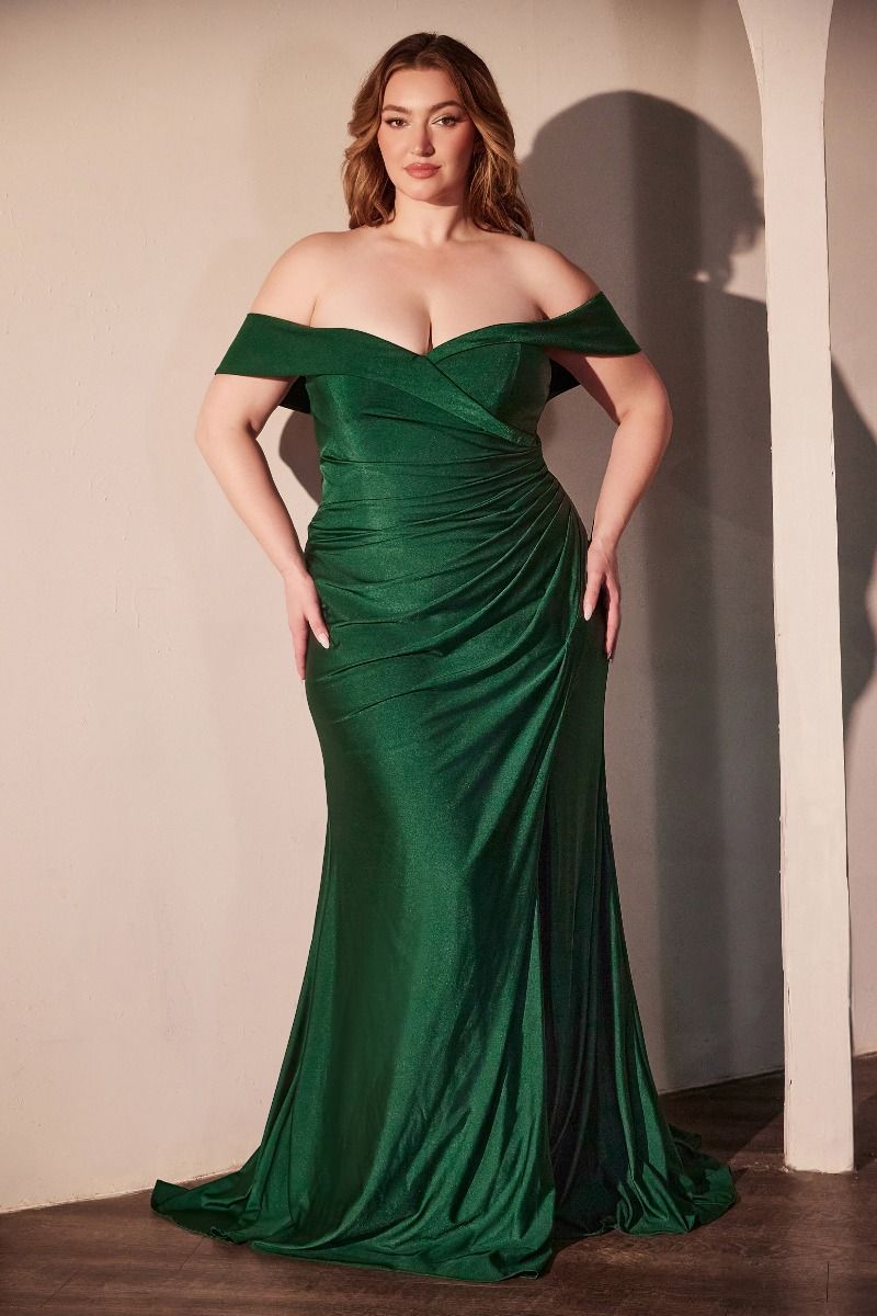 Off The Shoulder Plus Size Sheath Bridesmaid Satin Gown... –