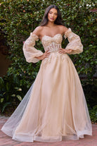 Corset Strapless Vintage Sheer Structured Sweetheart Bodice Appliqué Formal Laced Glittery A-line Prom & Ball Gown CDCD948 Sale-Prom Dress-smcfashion.com