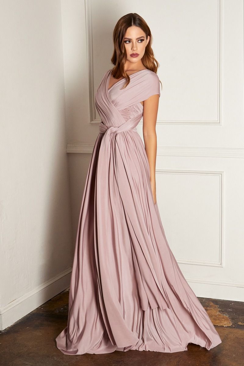 Sleeveless A-Line Solid Bridesmaid Gown w/ Functional Multiway Necklin smcfashion.com Sleeveless A-Line Solid Bridesmaid Gown w/ Functional Multiway Necklin smcfashion.com