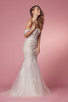Sweetheart Off Shoulder Tulle Skirt Mermaid Long Wedding Dress NXJS924-Wedding Dress-smcfashion.com