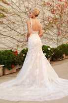 Plunging Neckline Laced Mermaid Long Wedding Dress NXH493-Wedding Dress-smcfashion.com