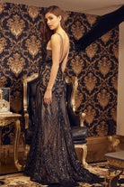 Open Back Sequin Sheath with Beaded Straps Long Evening Dress NXB1144-Evening Dress-smcfashion.com