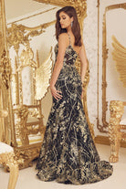 Opulent Gold Floral One-Shoulder Mermaid Long Evening Dress NXG1146-Evening Dress-smcfashion.com