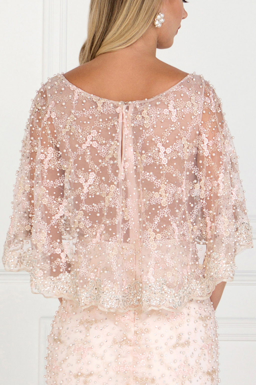 Mesh Mermaid with Embroidered Cape Sleeves Long Mother Of The Bride Dr smcfashion.com Mesh Mermaid with Embroidered Cape Sleeves Long Mother Of The Bride Dr smcfashion.com