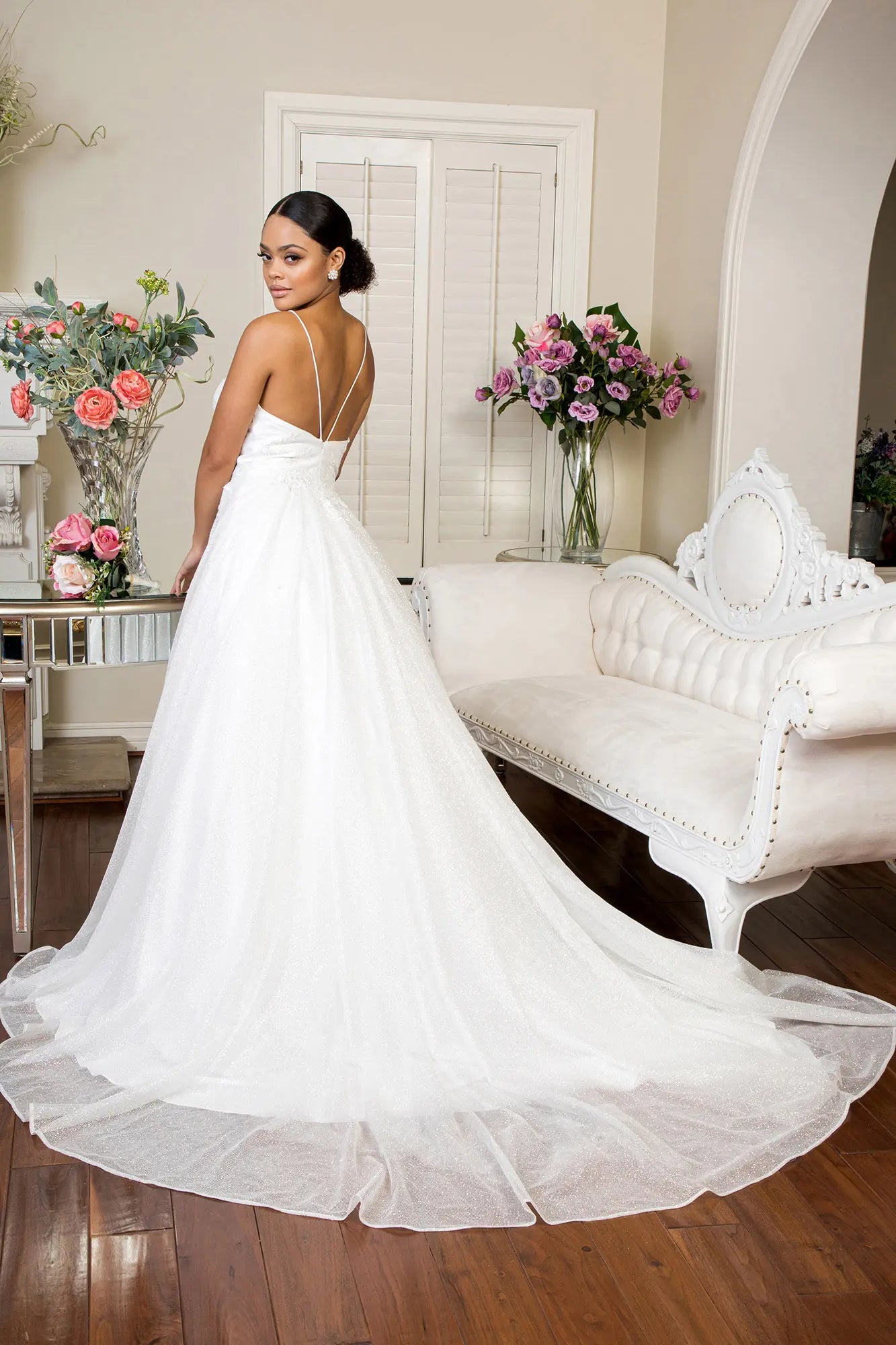 mesh wedding dress Product/embroidered bodice sweethearted glitter mesh wedding gown GLGL1904 – smcfashion.com