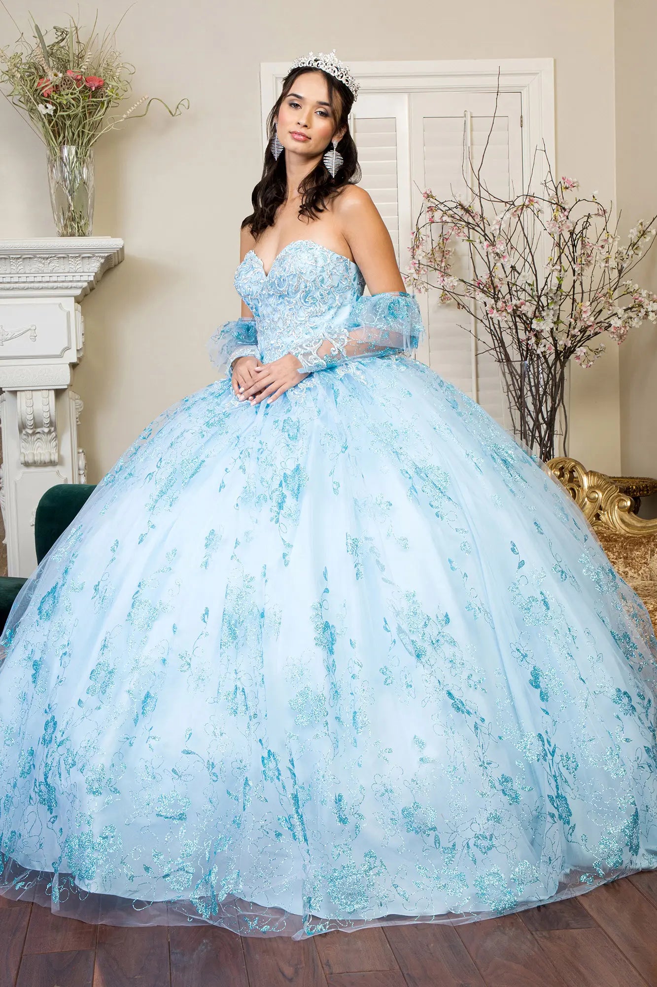 Product/embroidered glitter mesh quinceanera dress w detached long sleeve 2 GLGL1944 smcfashion.com Product/embroidered glitter mesh quinceanera dress w detached long sleeve 2 GLGL1944 smcfashion.com