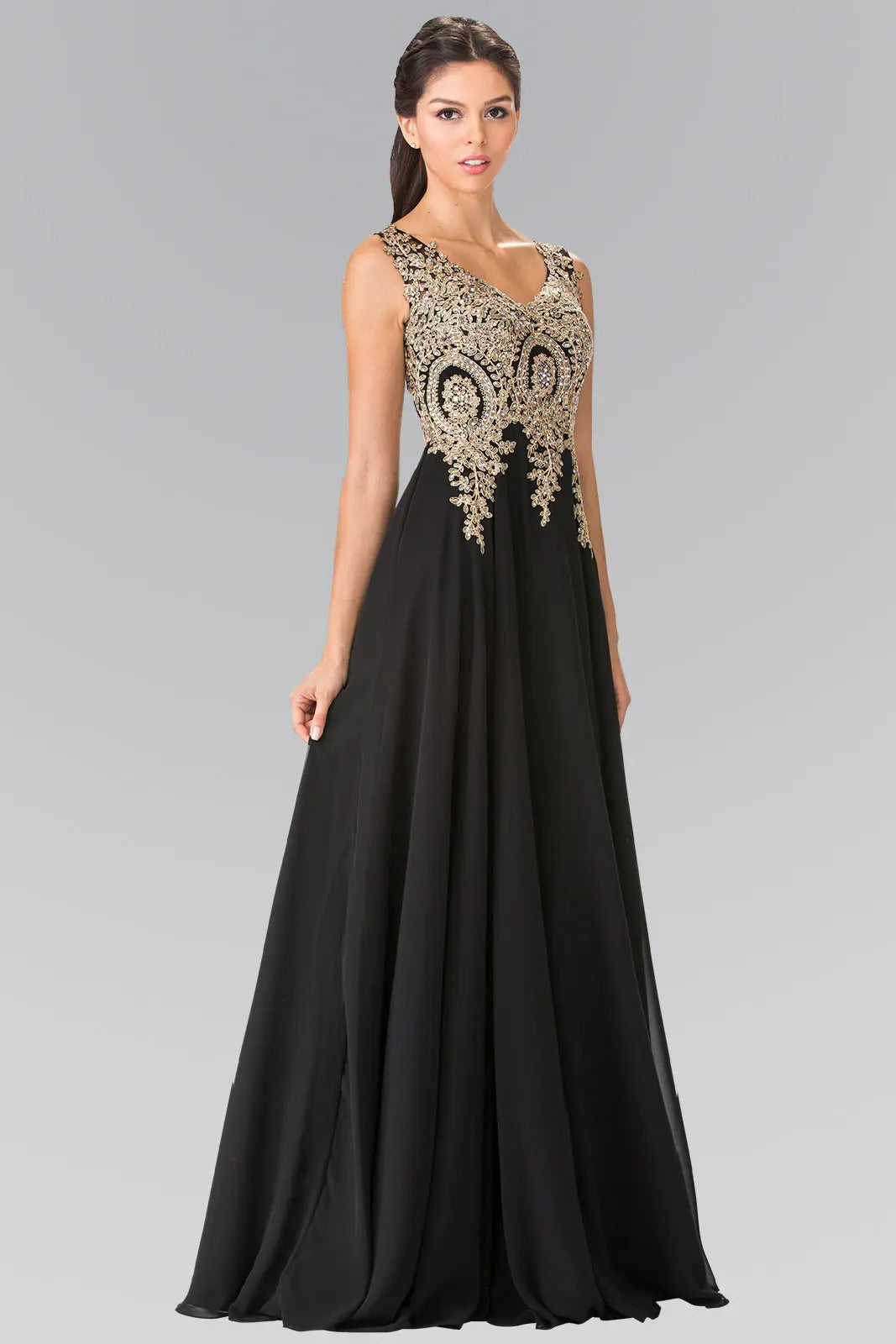 Prom dresses/navy teal black burgundy dusty rose champagne silver mauve  eggplant royal blue red v neck embroidered chiffon long dress GL2311  GLGL2311  smcfashion.com
