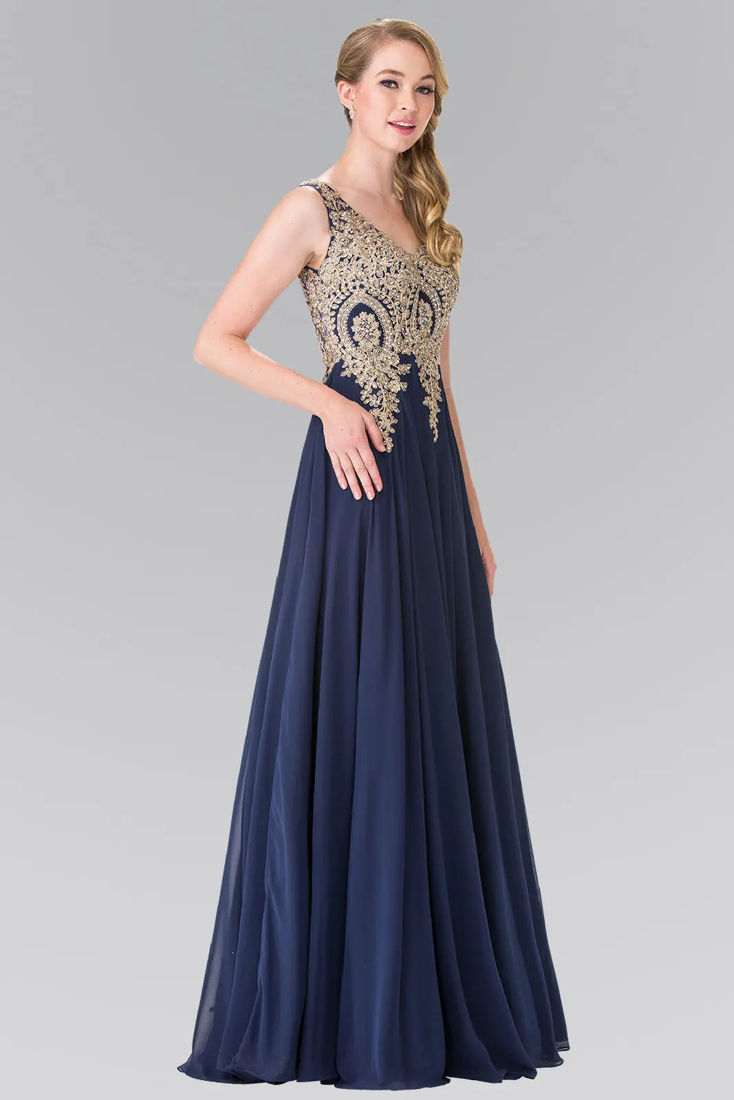 Prom dresses/navy teal black burgundy dusty rose champagne silver mauve  eggplant royal blue red v neck embroidered chiffon long dress GL2311  GLGL2311 – smcfashion.com
